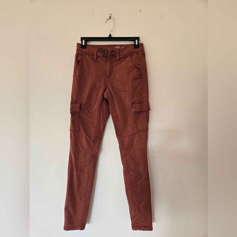 Universal Thread High Rise Skinny Cargo Pants Rust Brown Size 0/25R